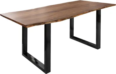 Image de MASSIVMOEBEL24 | Table à manger 140x90 Acacia laqué Bois naturel / Anthracite laqué FREEFORM