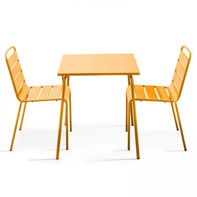 Produktbild von Set aus quadratischem Tisch und 2 Stühlen GELB - Oviala Palavas