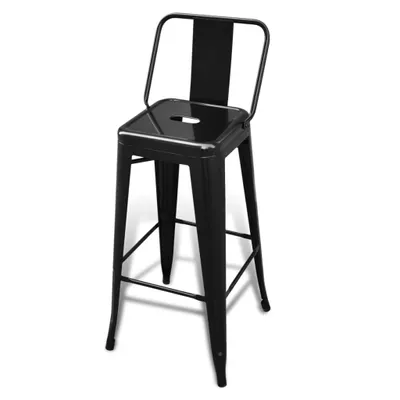 Image de vidaXL Tabouret de bar 4 pcs. noir acier