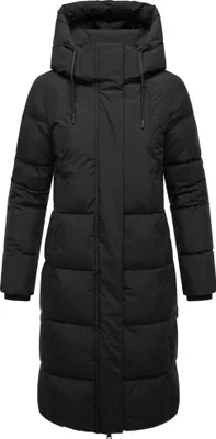 Produktbild von Marikoo Damen Wintermantel lang Mantel Steppjacke Parka gefüttert Kapuze Chumanii Schwarz Gr. 38 - M