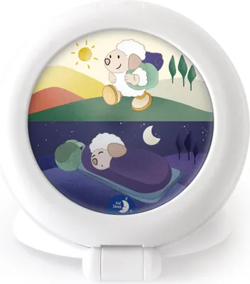 Zdjęcie produktu dla Pabobo - Budzik Kid Sleep, budzik edukacyjny dla dzieci, dzień/noc, podświetlany, dla dziewczynek/chłopców, Globetrotter, biały