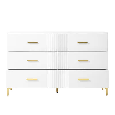 Produktbild von Kommode mit 6 Schubladen – Weiße Türkommode mit Schubladen für Wohnzimmer und Schlafzimmer, H76/B120/T40 cm