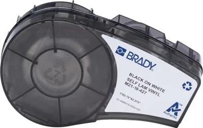 Produktbild von Brady, M21-18-427, Vinyl, selbstlaminierend, Schwarz auf weiß/Transparent, 25.40 x 9.53 (19.05) mm, Kabeldurchmesser 1.52