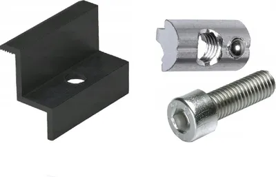 Produktbild von 0% MwSt. DE 20 x SET Endklemme Schwarz 35mm+Zylinderkopfschraube 25mm + Nutenstein mit Kugel