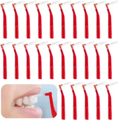 Image de Brosses interdentaires 25 pièces 1,2mm en forme de L Brosses interdentaires rouges