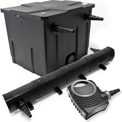 Produktbild von Wiltec Komplettset: CBF-350 Teichfilter bis 12000 L Teichfilteranlage als Durchlauffilter, NEO10000 SuperECO Teichpumpe 10000l/h 80W, CUV-272 Teichklärer UVC Klärer mit 72W