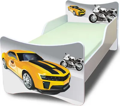 Produktbild von Best for Kids Kinderbett 90x200 cm ohne Matratze mit Rausfallschutz Rennfahrzeuge