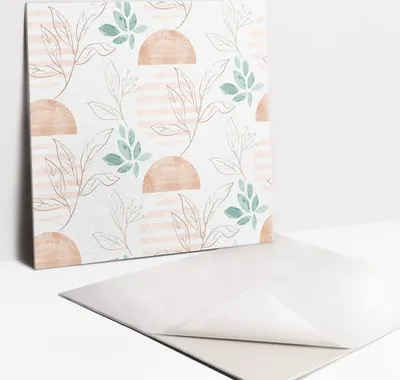 Obrázek produktu pro Nálepky na dlaždice do koupelny a kuchyně - 9 PVC dlaždic s vlastnostmi samolepení 30 x 30 - Jemný vzor Boho