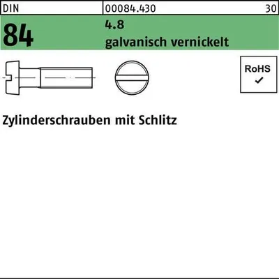 Produktbild von Reyher  Zyl.schr. m. Schlitz DIN 84 4.8 M 3x16 galv. vern. (2000 Stück)