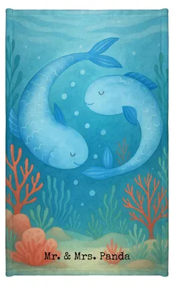 Produktbild von Mr. & Mrs. Panda Handtuch Sternzeichen Fische Design - Weiß - Geschenk, Kleines, Frotteetuch, gäste wc, Geburtstag Februar, Mini-Handtuch, Fisch, Gästetuch, März