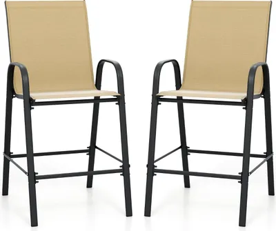Produktbild von Outdoor-Barhocker-Set, hohe Rückenlehne und Armlehnen, Tragkraft 150 kg