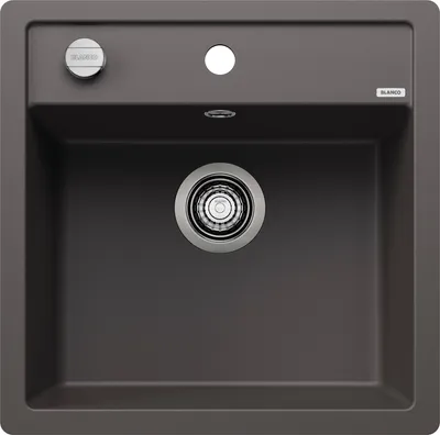 Produktbild von BLANCO DALAGO 5-F, SILGRANIT, felsgrau, mit Ablauffernbedienung, keine Beckenlage, 500 mm Untermaß, Aufsatzwanne, Rechteckig, Silgranit, Grau, 1 Becken, Rechteckig