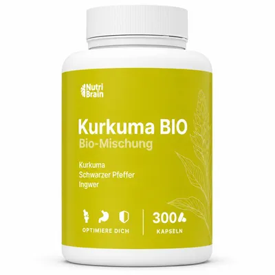 Produktbild von Kurkuma mit Schwarzer Pfeffer und Ingwer | 300 Kapseln | Hochdosiert | Labor | 1400 mg | Curcumin + Piperin mit hoher Bioverfügbarkeit