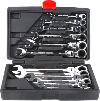 Produktbild von Ratschenschlüssel Ringschlüssel Knarren Ratschen SET 12 tlg(8-19mm)