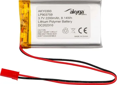 Produktbild von Li-Po Akku LP903759 Akyga AKY0393 3.7V / 2200mAh PCM JST 2-Pin Stecker 150mm