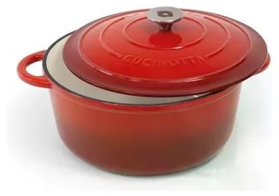 Image de Nordica Cocotte en Fonte Cucinotta avec Couvercle Ø 28 cm - Rouge