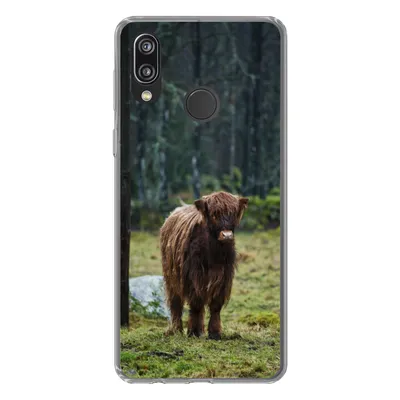 Produktbild von MuchoWow® Handyhülle Schutzhülle Hülle für Huawei P20 Lite (2020) Schottischer Hochländer - Wald - Moos Silikon Softcase Handy Hülle - Kartenhalter