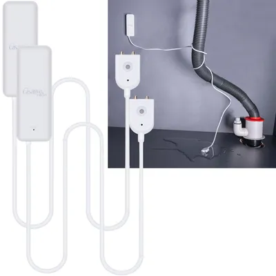 Produktbild von 2er-Set WLAN-Wassermelder mit externem Sensor, weiss, Wassersensor für Tuya oder SmartLife App, weltweite Benachrichtigung, Alarmfunktion