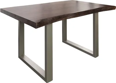 Image de MASSIVMOEBEL24 | Table à manger 140x90 Acacia laqué Brun / Gris mat FREEFORM 5