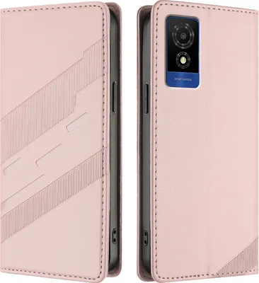 Produktbild von Hülle für TCL 501/T433D, Kunstleder Brieftaschen Handyhülle mit Kartenfach und Standfunktion Pink