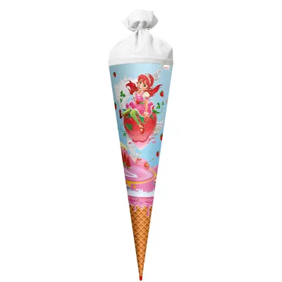 Produktbild von ROTH Schultüte Erdbeerella 70 cm groß rund Rot(h)-Spitze Filzverschluss - Zuckertüte Erdbeere