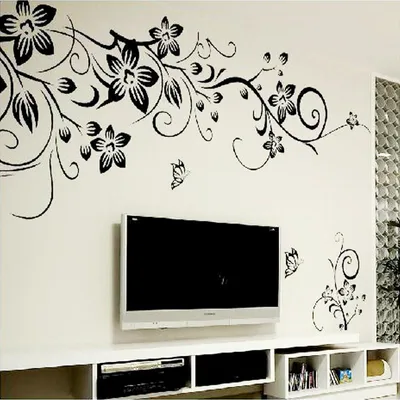 Image de Autocollants décoratifs muraux, design moderne, faciles à poser, noir