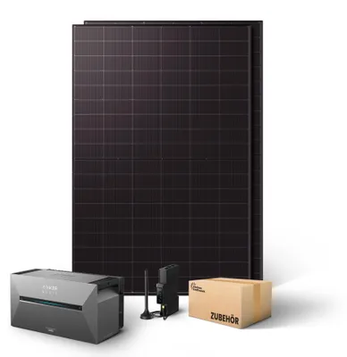 Produktbild von Kleines Kraftwerk 1000W Balkonkraftwerk ohne Halterung (bifazial) inkl. Anker Solarbank 3 Pro – 0% MwSt – Solaranlage mit Speicher