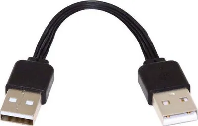 Obrázok produktu pre Kábel SYSTEM-S USB 2.0 10 cm s krátkou plochou zástrčkou typu A v čiernej farbe