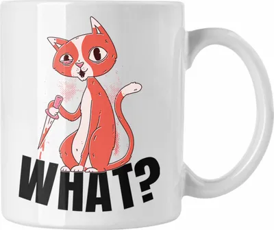 Produktbild von Trendation - What Katze Geschenk Grafik Lustige Katze Tasse (Weiß)