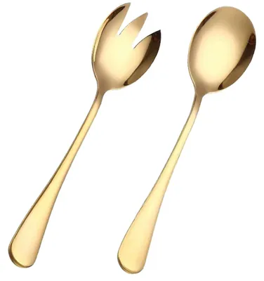 Salatbesteck-Set 2-teilig, goldfarben, spülmaschinengeeignet, Edelstahl