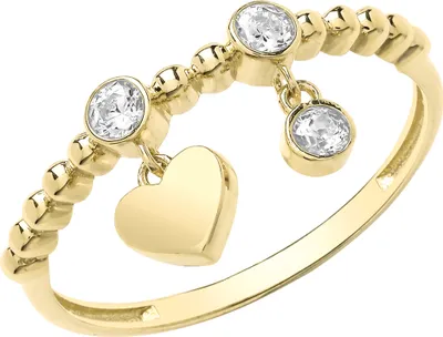 Produktbild von Wunderschöner 9 Karat (375) Gold Herz Damen - Ring mit Zirkonia, 50 (15.9); TRS35187RSK