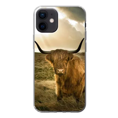 Produktbild von MuchoWow® Handyhülle Schutzhülle Hülle für iPhone 12 Schottischer Hochländer - Sonne - Tiere Silikon Softcase Handy Hülle - Schutzhülle