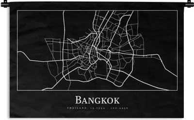 Produktbild von MuchoWow® Wandteppich Wandbehang Bangkok - Karte - Stadtplan 150x100 cm Tapisserie Dekoration Wandtuch - Waschbar - Tapisserien - Wand-Decke