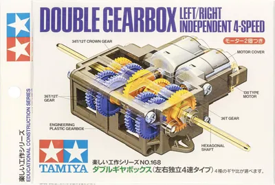 Produktbild von Tamiya 70168 Double Gearbox Kit, unabhängige Getriebe, 4 Übersetzungsverhältnisse, 2 Motoren, 3-6V