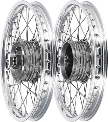 Produktbild von Set: 2x Speichenrad 1,5 x 16" Alufelge poliert + Edelstahlspeichen - für Simson S50, S51, KR51 Schwalbe, SR4