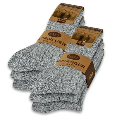 Produktbild von 6 Paar Norweger Socken mit Wolle Damen & Herren Wintersocken Schwarz Grau Anthrazit 10500 - Grau 43-46