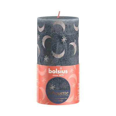 Productafbeelding van Bolsius Rustic Silhouette kaars, cilinder, 68x130mm, slate blauw