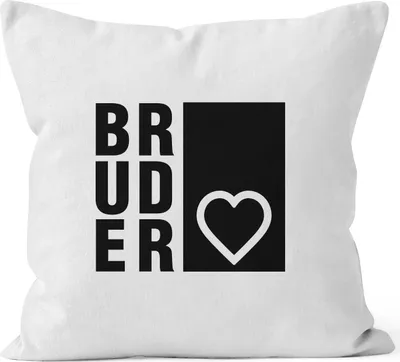 Produktbild von Kissenbezug Bruderherz Bruder Geschenk Geburtstag Kissen-Hülle 40x40 Baumwolle Moonworks® weiß 40cm x 40cm