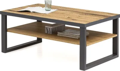 Produktbild von Couchtisch JANNE 115 x 65 x 46 cm Balkeneiche furniert/Metall mit Ablage