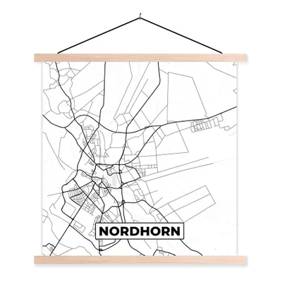 Produktbild von MuchoWow® Textilposter Nordhorn - Karte - Stadtplan - Karte 60x60 cm mit holzfarbenen Rahmen - Wanddekoration