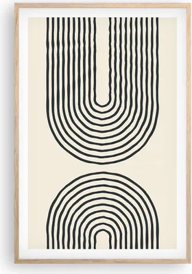 Produktbild von Gerahmtes Poster - Rahmen in heller Eiche - Linien Oval Minimalismus - 61x91,5 cm - Wand Bild - Wanddeko - Wandbilder - Kunstposter - Wandposter - Bilderrahmen - Bilder - Kunstdruck - P2NPA61x91-4548
