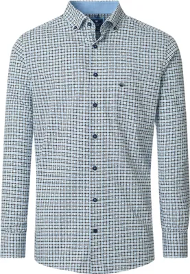 Produktbild von REDMOND Herren Freizeithemd Langarm Button-Down Modern-Fit Blau Print L