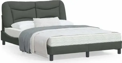 Produktbild von Design Bettgestell mit Kopfteil Dunkelgrau 140x200 cm Stoff, Klassische Betten 2024 Neu