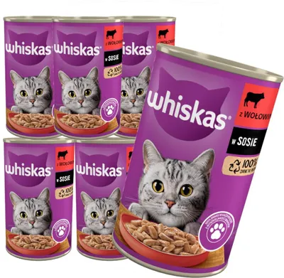 Produktbild von Whiskas Adult Dose 6x 400g Feuchte Nahrung Für Katzen Mit Rindfleisch in Sauce