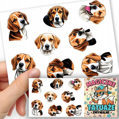 Produktbild von ABWASCHBARE KINDERTATTOOS TEMPORAER - Hunde Hund Rasse BEAGLE - 8 St.