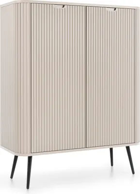 Produktbild von Masseno Kommode ZENZERO 103 cm Highboard mit 2 Türen für Wohnzimmer Schlafzimmer Modern 103x39x129 cm Kaschmir / Kaschmir