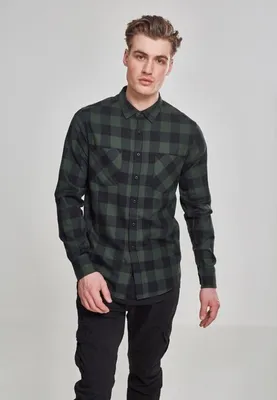Zdjęcie produktu dla Urban Classics - CHECKED FLANELL Hemd schwarz / forest - XXL