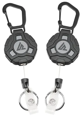 Image de Porte-clés télescopiques, lot de 2, cordon extensible avec câble en acier rétractable de 83 cm, étui télescopique robuste pour cartes d'identité, clip de ceinture et clés