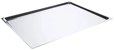 Produktbild von Auslagetablett, Ausstellblech, Edelstahl 18/10, hochglanz, 21,5-44,5 cm Länge : 44,5 cm, flach Variante: 44,5 cm, flach