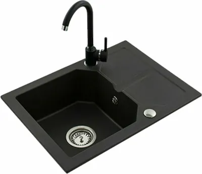 Obrázok produktu pre Kuchynský granitový drez Bergström drez na zabudovanie 600x435mm výber farby, farba:čierna